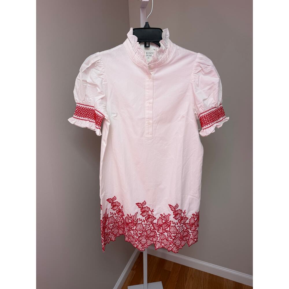 Tuckernuck Hyacinth House White & Red Embroidery Eliza Mini Dress XXS - Picture 5 of 10
